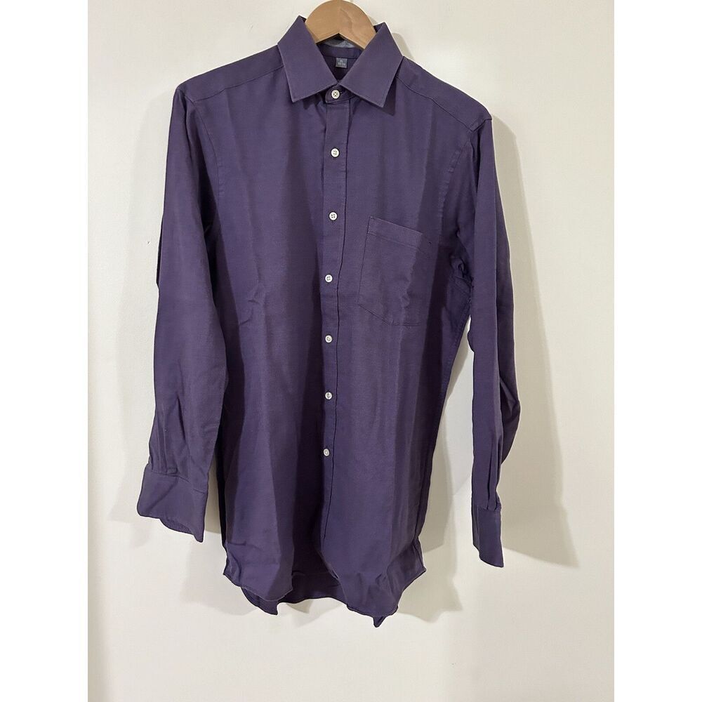 Geoffrey Beene Dark Purple Men's Button Down Shirt Size 15 32/33